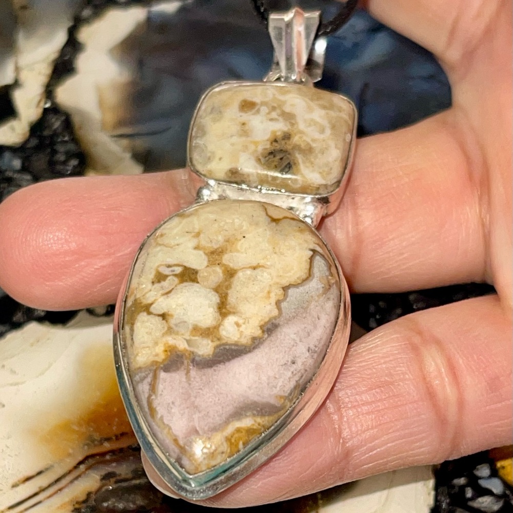 Large Cellular Ocean Jasper Pendant 2 7/8”